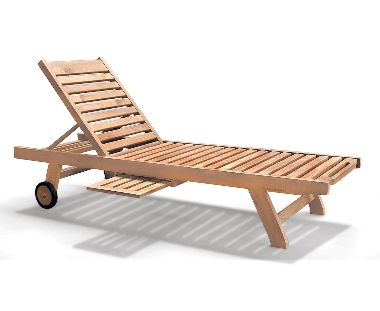 Teak Wooden Garden Sun Lounger with Cushion