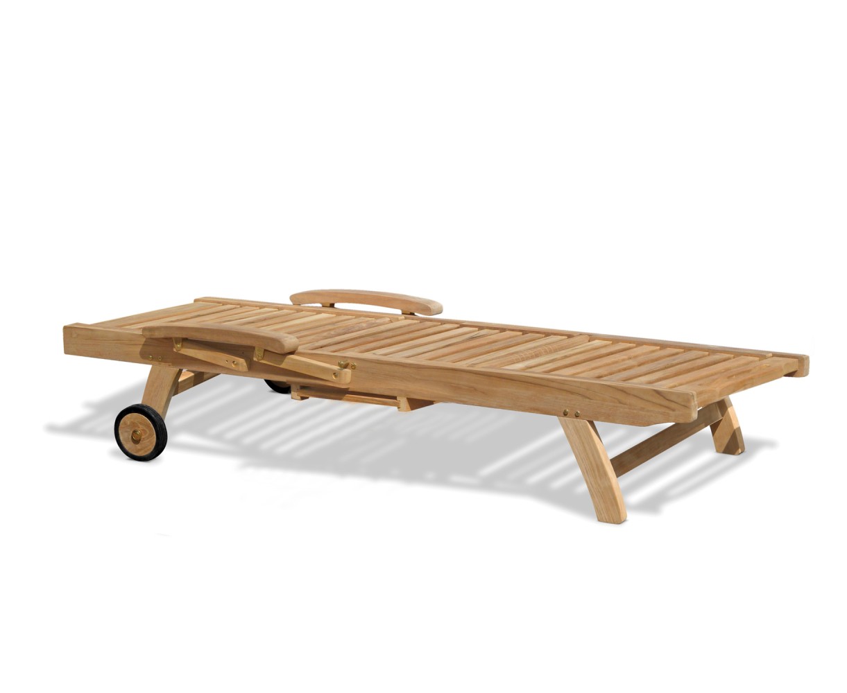 Luxury Reclining Teak Lounger with Arms Cushion