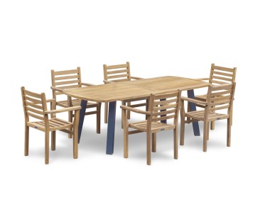 Disk 2.2m Oval Table with Steel Legs and 6 Yale Armchairs Set