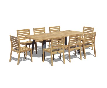 Disk Teak and Steel 220cm Outdoor Table and 8 Vero Chairs Set