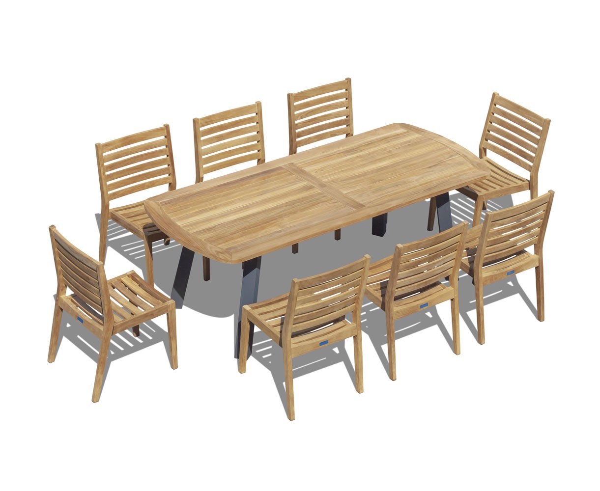 Disk Teak and Steel 220cm Outdoor Table and 8 Vero Chairs Set