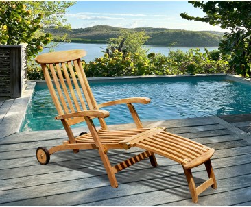 Teak Steamer Chair with wheels