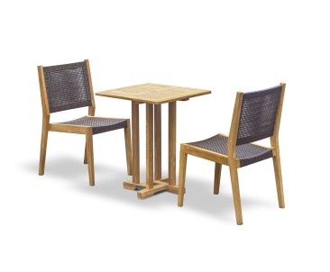 Canfield Teak Outdoor Set - 0.6m Table & 2 Sora Stacking Chairs
