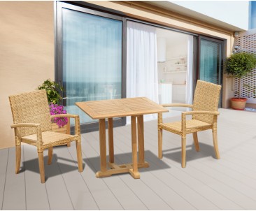 Canfield 2 Seater Square Garden Table 0.8m with St. Tropez Stacking Chairs