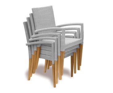 St Tropez Teak and Rattan Table and Chairs Set