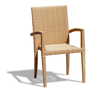St Tropez Teak and Rattan Table and Chairs Set
