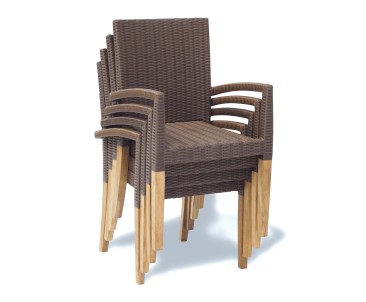 St Tropez Teak and Rattan Table and Chairs Set
