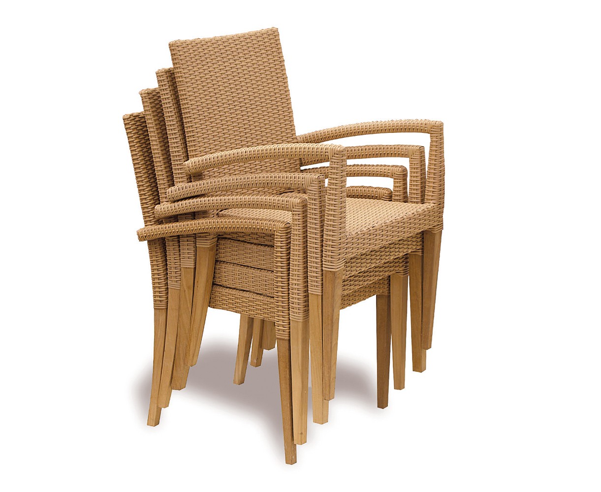 St Tropez Teak and Rattan Table and Chairs Set