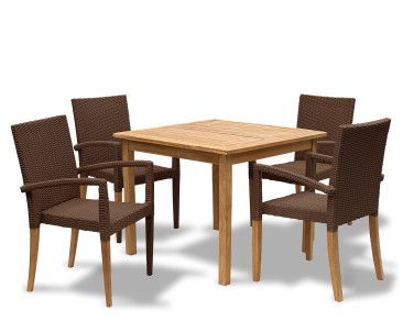 St Tropez Teak and Rattan Table and Chairs Set