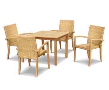 St Tropez Teak and Rattan Table and Chairs Set