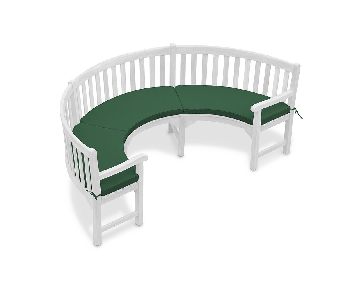 Henley 1/2 Garden Bench Curved Cushion - Forest Green