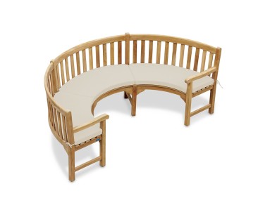 Henley 1/2 Garden Bench Curved Cushion - Ecru/Natural