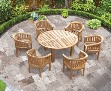 Titan Robust Round 6 Seater Patio Dining Set - in situ