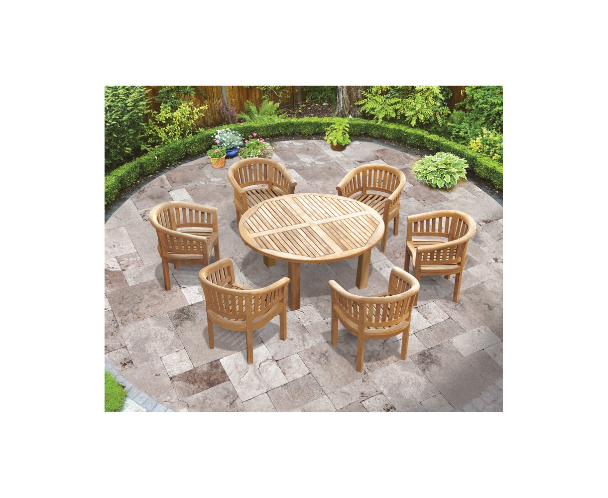 Titan Robust Round 6 Seater Patio Dining Set - in situ