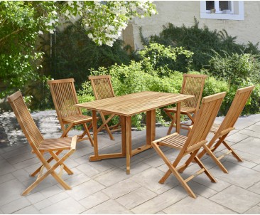Shelley Rectangular Gateleg Folding Garden Table & Chairs