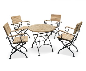 Garden Round Bistro Table and 4 Arm Chairs