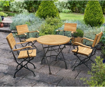 Garden Round Bistro Table and 4 Arm Chairs