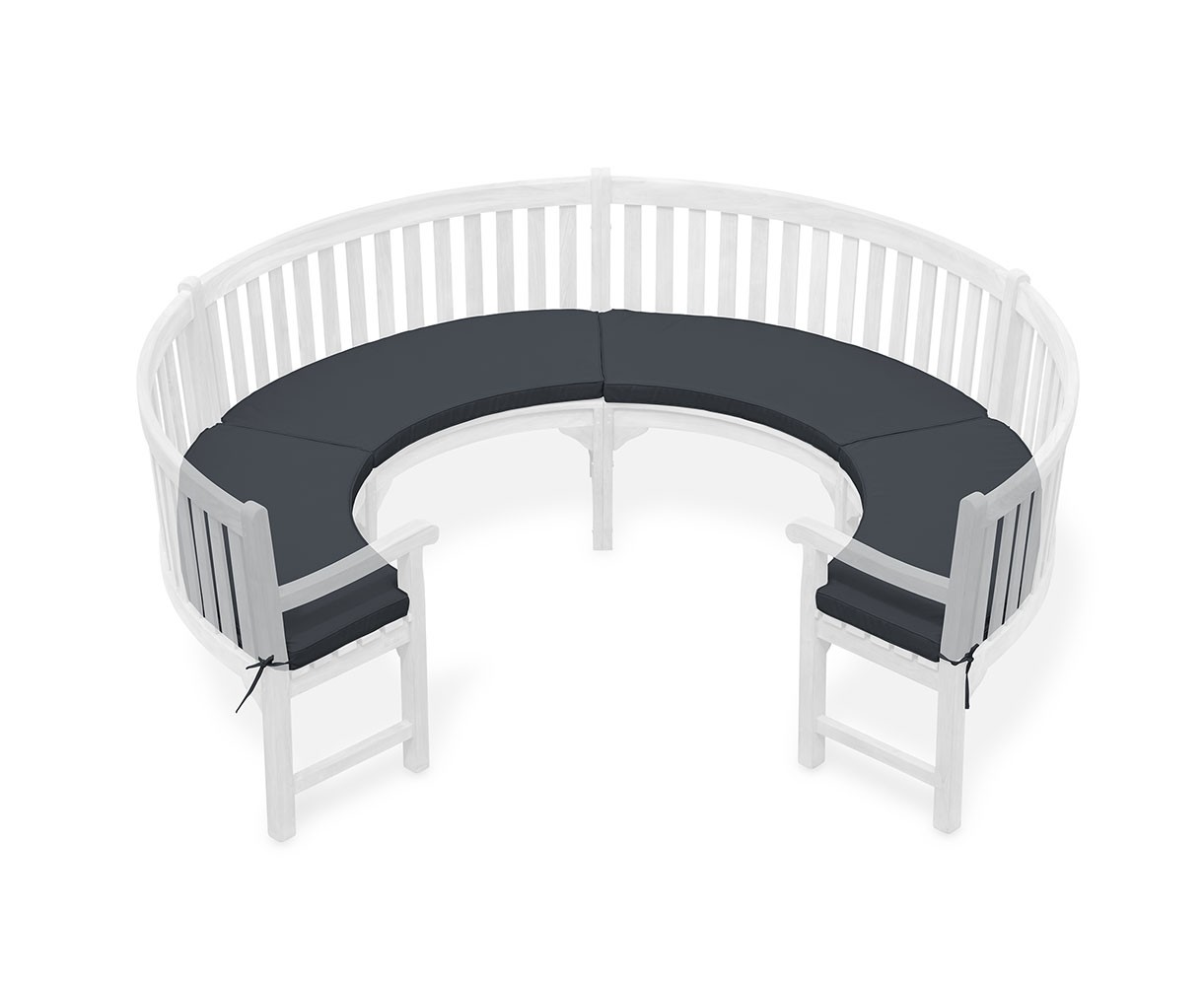 Henley 3/4 Garden Bench Curved Cushion - Raven/Black
