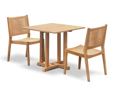 Canfield 0.8m Table and Sora Woven Chairs Set