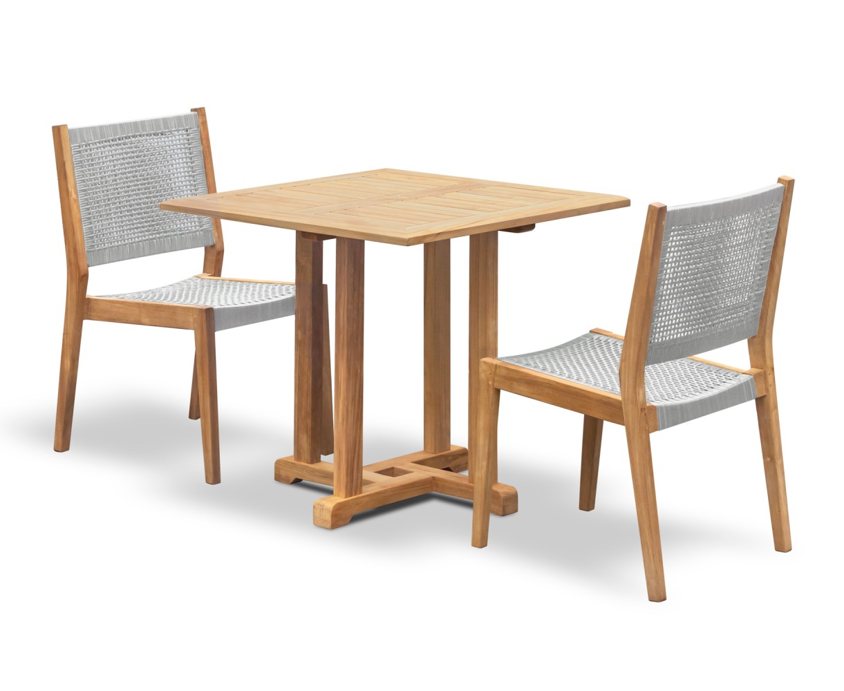Canfield 0.8m Square Table and 2 Sora Woven Chairs Set
