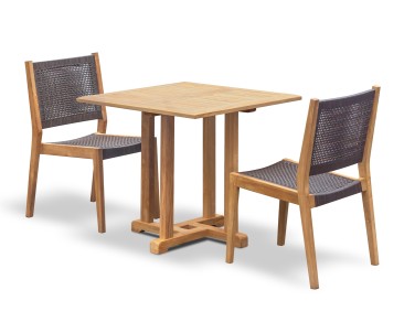Canfield 0.8m Table and Sora Woven Chairs Set
