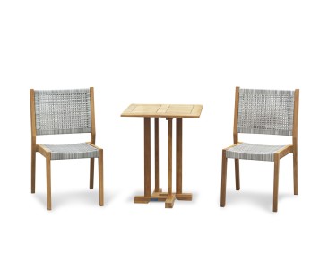 Canfield Teak Outdoor Set - 0.6m Table & 2 Sora Stacking Chairs