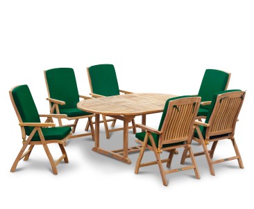 Bali 6 Seater Extending Garden Table and Reclining Chairs Set