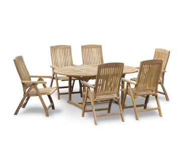 Bali 6 Seater Extending Garden Table and Reclining Chairs Set
