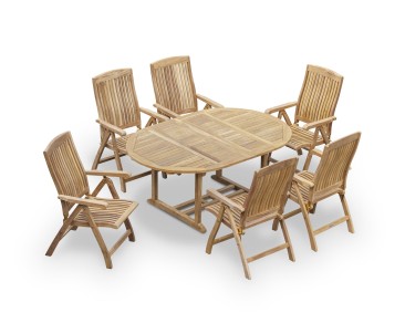 Bali 6 Seater Extending Garden Table and Reclining Chairs Set