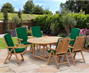 Bali 6 Seater Extending Garden Table and Reclining Chairs Set