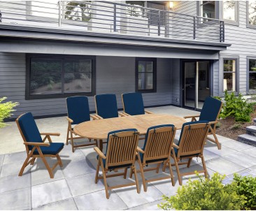 Bali 8 Seater Extending Garden Table and Reclining Chairs Set
