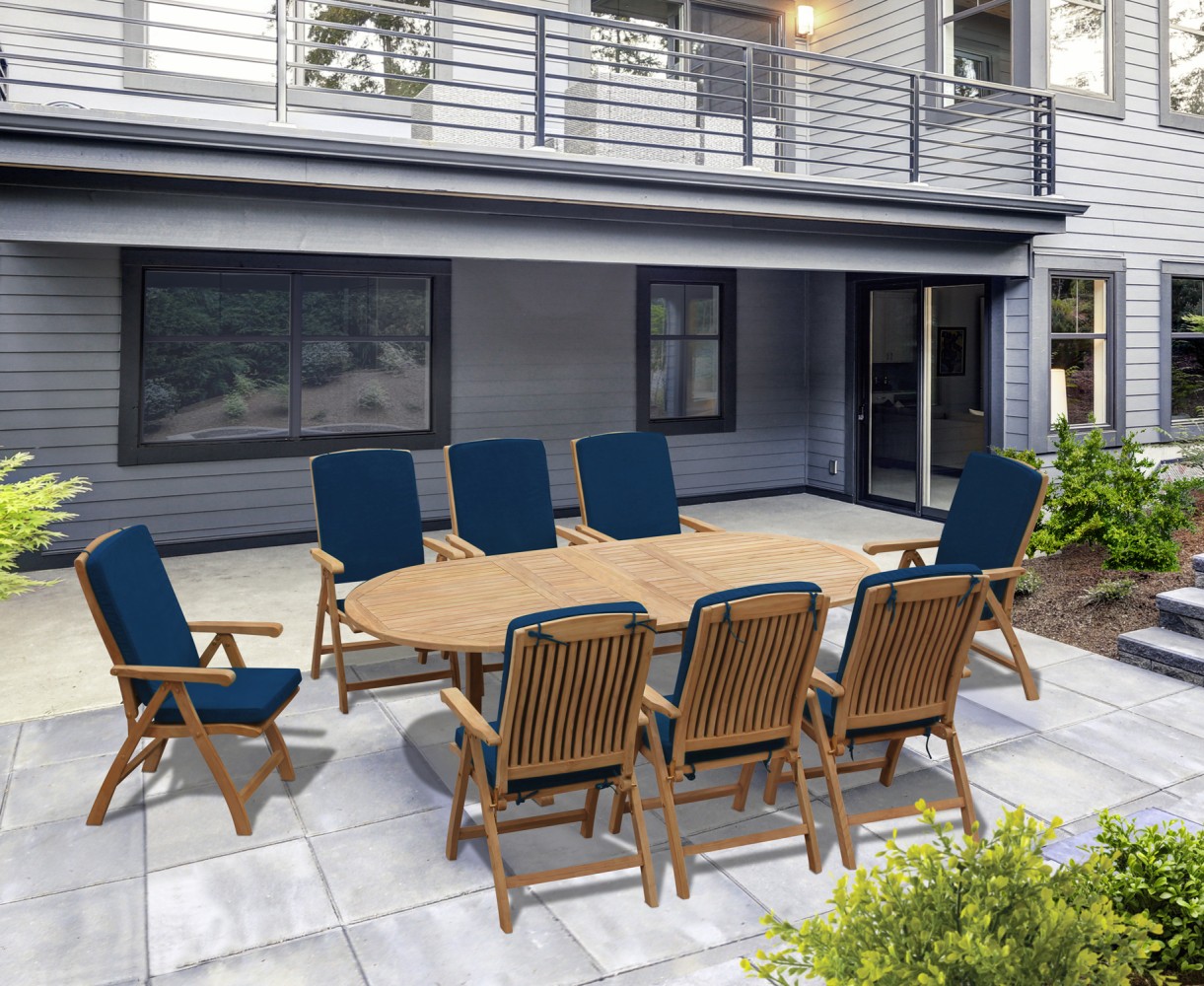Bali 8 Seater Extending Garden Table and Reclining Chairs Set