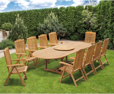 Cheltenham 10 Seater Extendable Dining Table and Recliner Chairs Set