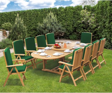 Cheltenham 10 Seater Extendable Dining Table and Recliner Chairs Set