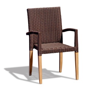 St. Tropez Teak Garden Table and 6 Rattan Stackable Chairs Set