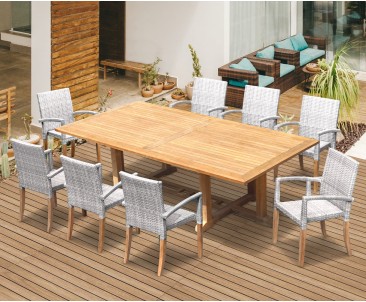 Hilgrove Rectangular Garden Table 2.6m & 8 St. Tropez Stacking Chairs