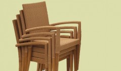 Teak and Rattan Garden Chairs