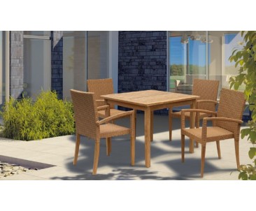 Patio Dining Table and Rattan Chairs | Woven Outdoor Dining Sets
