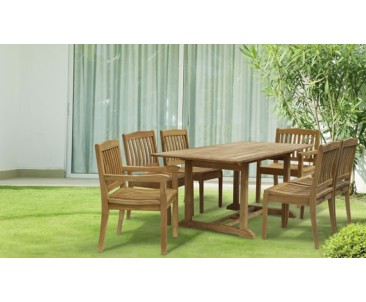 Traditional Outdoor Garden Sets | Teak Hardwood Rectangular Dining Set