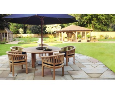 Large Durable Dining Table & Chairs | Modern Teak Garden Furniture Set