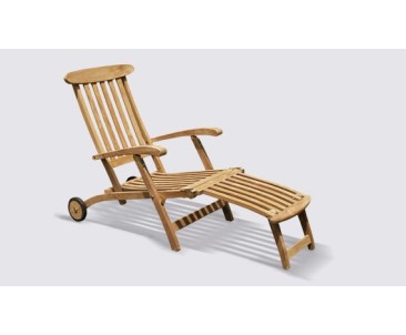 Garden Steamer Loungers | Hardwood Folding Reclining Deck Chairs