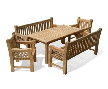 Dining Table Sets with Benches | Teak Table and Bench Sets