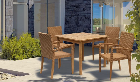 St Tropez Teak & Rattan Dining Sets