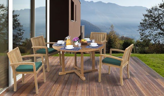 Dining Sets with Teak Stacking Chairs