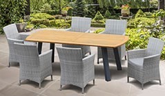 Metal and Teak Outdoor Dining Sets