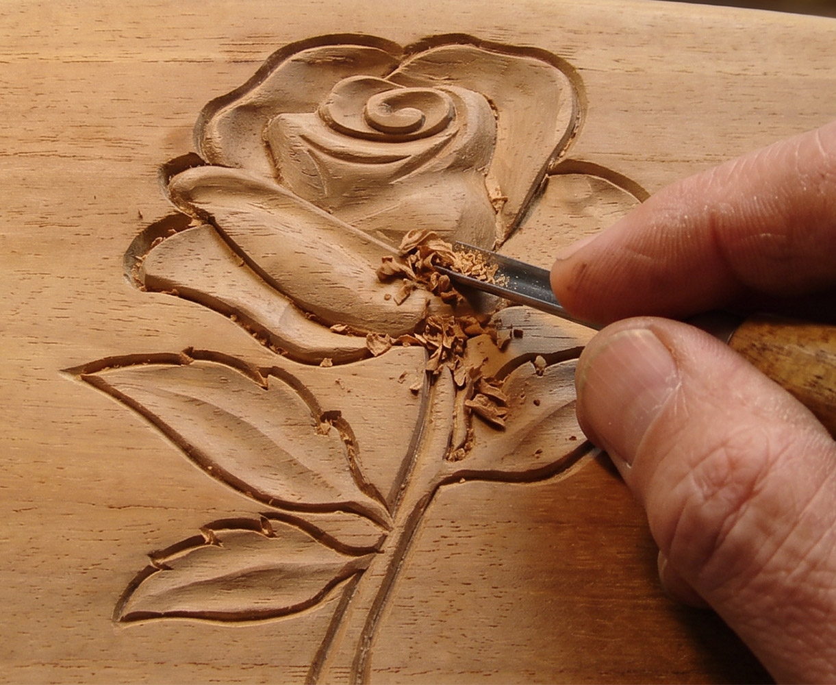 Engraved teak bench