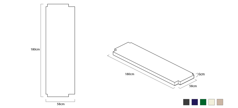 Outdoor 6ft Bench Cushion