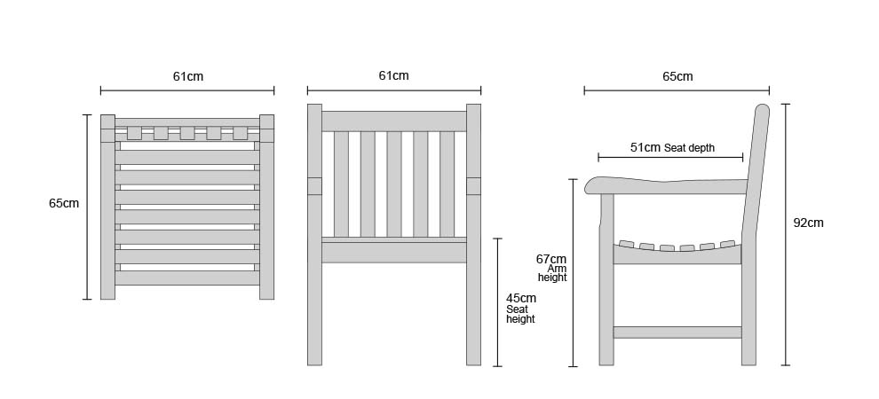 Windsor Armchair - Dimensions