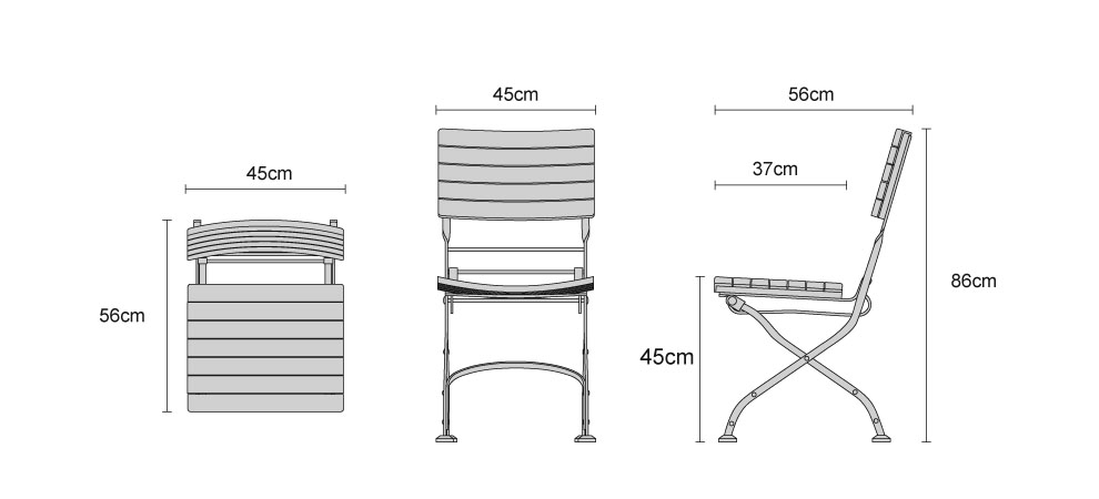 Bistro Folding Side Chair - Dimensions