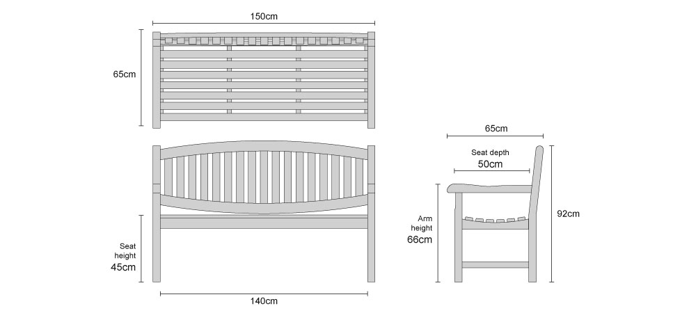 Ascot Teak 3 Seater Garden Bench